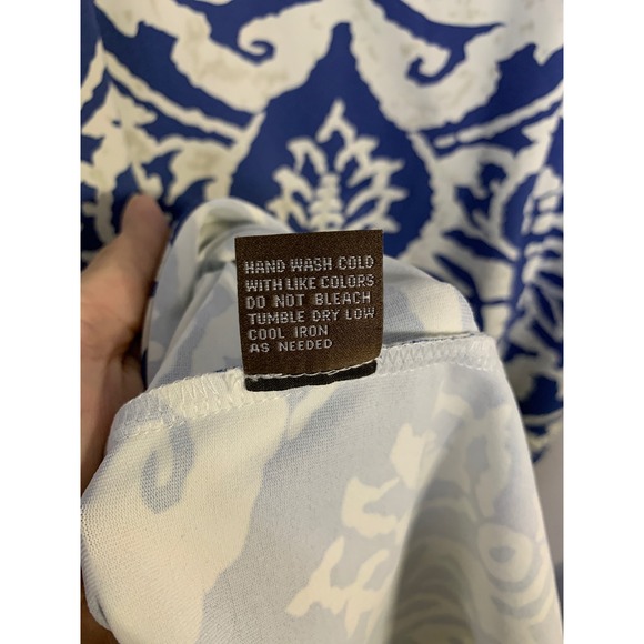 J.McLaughlin for Dillards Women's Blue White Leaf Print 3/4 Sleeve Dress Size L - Picture 9 of 9